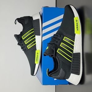 Adidas Originals NMD_R1 Boost Sneakers Black White Signal Green Men's Shoes